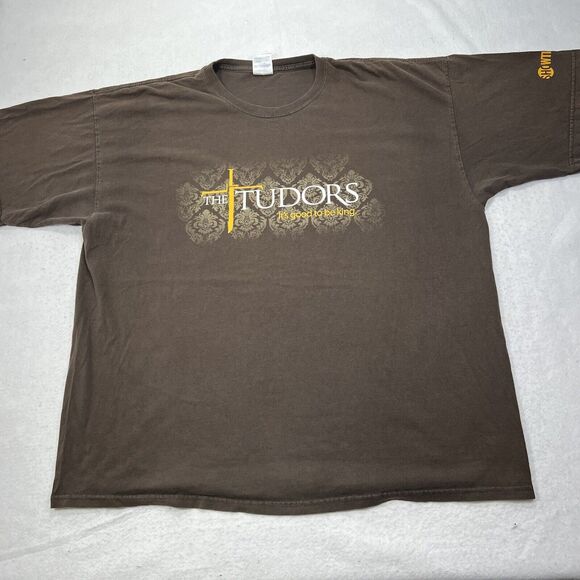 Vintage The Tudors Showtime Men's XXL Short Sleeve Brown Graphic T Shirt - Picture 1 of 12